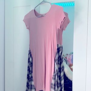 Justice, plaid pink tied dress